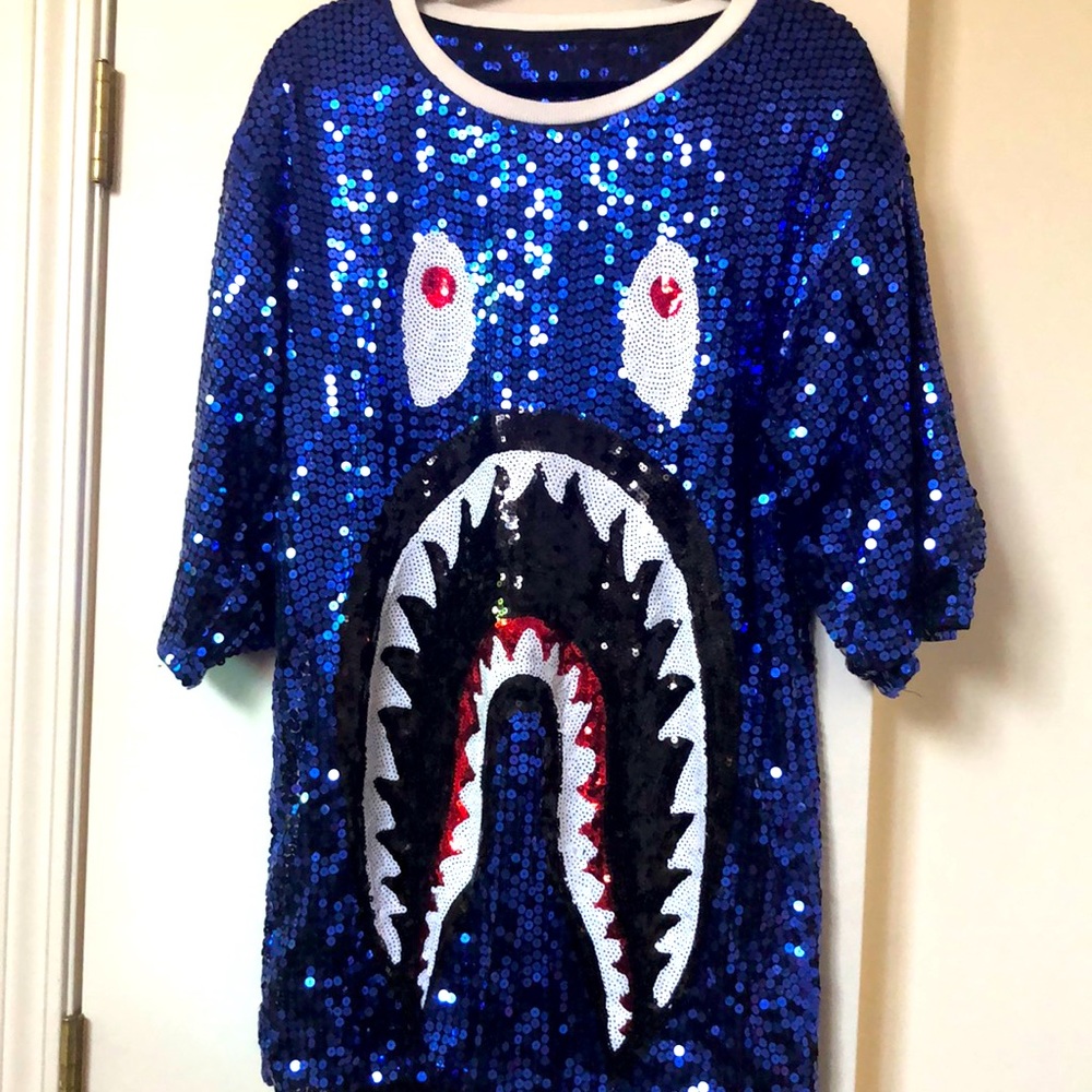 Blue Sequin T-shirt dress